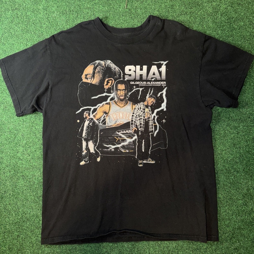 Shai Gilgeous Alexander Black Graphic T Shirt Men's Size Medium 117